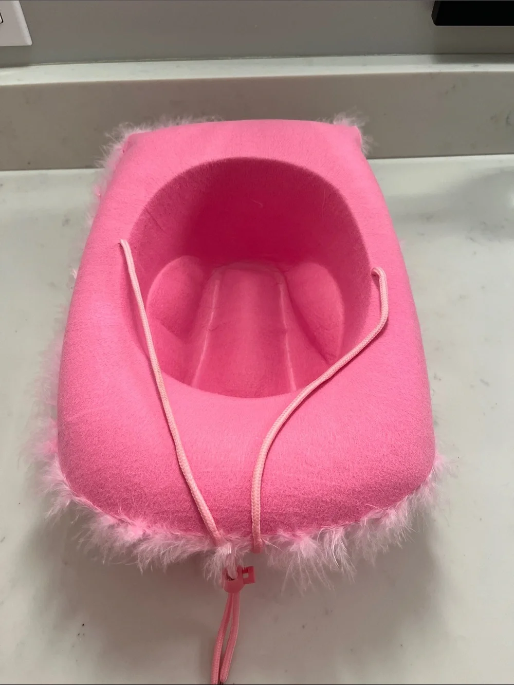 Bright Pink Feather-Trim Cowboy Hat with Chin Cord - Quantity 5